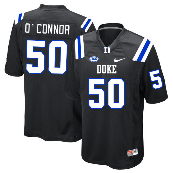 Men #50 Kevin O'Connor Duke Blue Devils College Football Jerseys Stitched Sale-Black